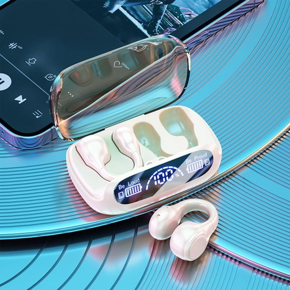 Outoloxit Bone Conduction Open Ear Headphones Bluetooth 5.3 with IPX6 Waterproof, Wireless Ear Clip for Running Sports Cycling Driving, Comfortable Fit and Dual Earbud Connection