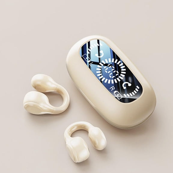 Outoloxit Bone Conduction Wireless Earbuds, Non-In-Ear Clip-On Sports Headphones with Digital Display, 4H Playtime and Bluetooth 5.3