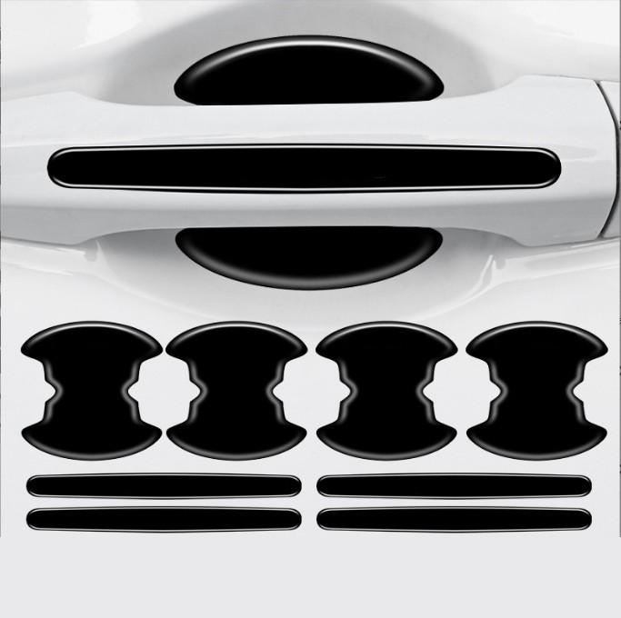 8x Black Car Door Handle Bowl Protector Stickers - Anti-Scratch Film, Universal Fit