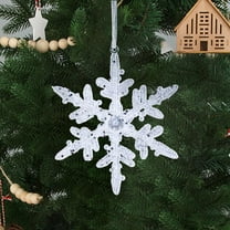 Outoloxit Christmas Acrylic Snowflake Ornaments Set of 6, 6-Inch Clear Ice Crystal Hanging Decor for Xmas Tree, Window, Home Festive Party Decoration