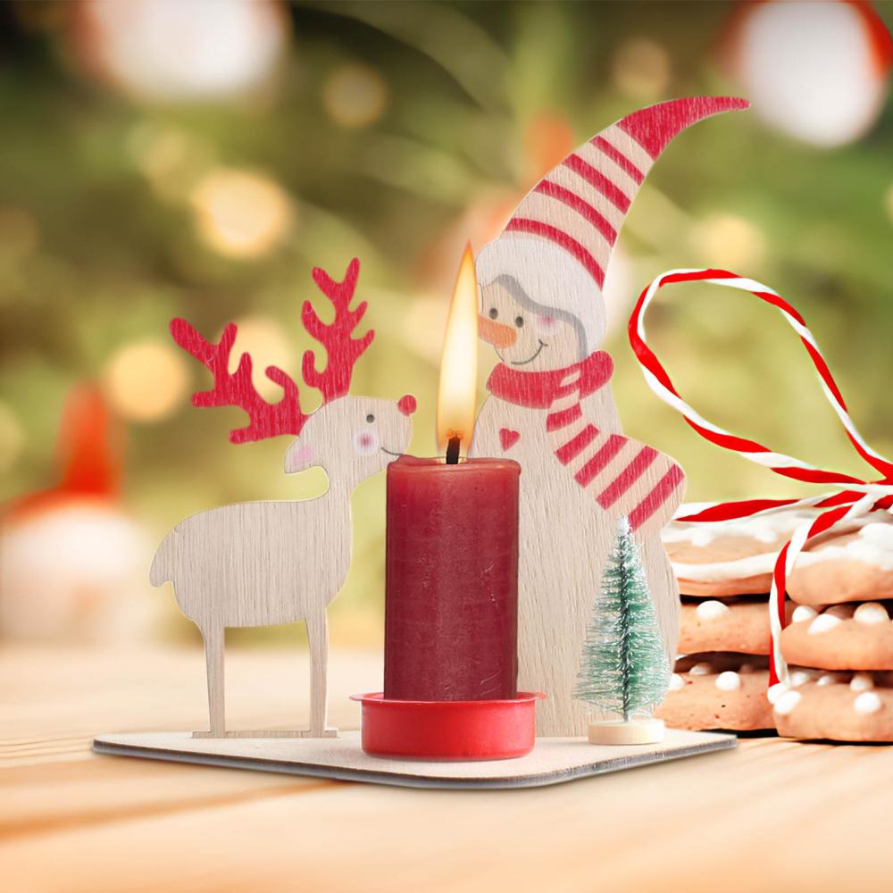 Outoloxit Christmas Candle Holder Wooden Centerpiece for Table Decor ...