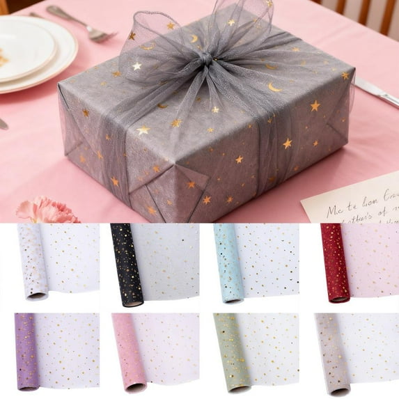 Outoloxit Christmas Gift Wrapping Mesh Fabric with Sparkling Star Patterns - Reusable & Durable Decorative Mesh, Scene Arrangement