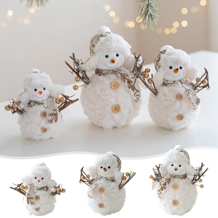 Outoloxit Christmas Snowman Plush Doll - Soft Tabletop Decor for Festive Holiday Ambiance, Ideal Christmas Gift