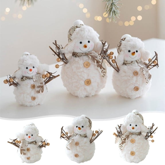 Outoloxit Christmas Snowman Plush Doll - Soft Tabletop Decor for Festive Holiday Ambiance, Ideal Christmas Gift