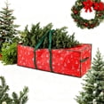 thumbnail image 1 of Outoloxit Christmas Tree Storage Bag with Red Holiday Design, Fits Up to 7.5ft Tree (48x20x15 in), Waterproof Polyester Dust-Proof Organizer for Xmas Decorations, Wreaths, Ornaments, 1 of 5