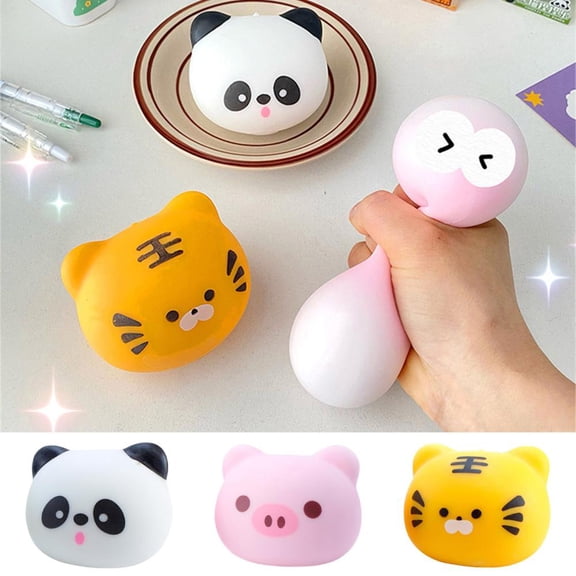 Outoloxit Cute Animal Head Stress Balls - Pet Themed Squeezable Toys for Stress Relief and Relaxation at Work, Home, School