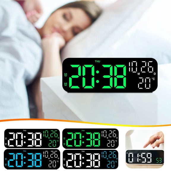Outoloxit Digital LED Alarm Clock with Temperature and Humidity Display, Countdown Timer, Silent Bedside Clock for Home and Office Decor