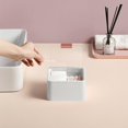 thumbnail image 1 of Outoloxit Double Compartment Makeup Organizer Box with Lid, Dust Proof Desktop Storage for Lipstick, Makeup Remover Swabs, and Beauty Tools, 1 of 8