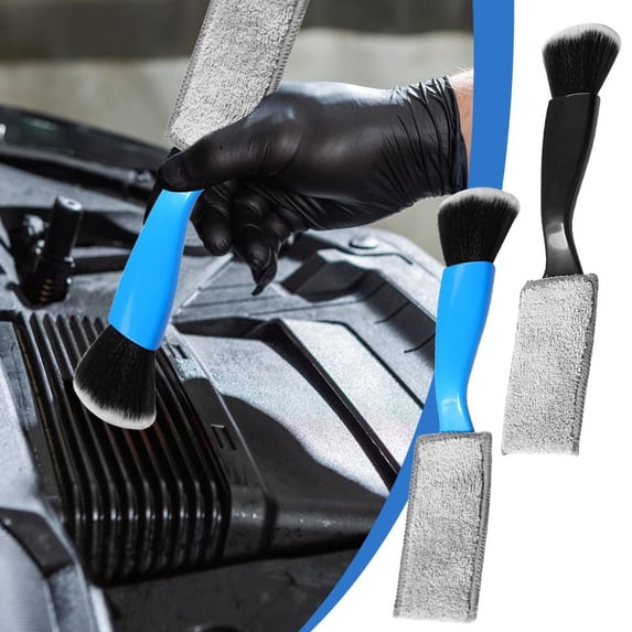 Outoloxit Double Head Car Air Vent Cleaning Brush with Soft Bristles and Replaceable Fleece for Interior Dust Removal and Detailing