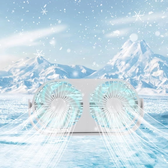 Outoloxit Dual Head Aromatherapy USB Desktop Fan with Quiet 3-Speed Natural Wind Simulation and Essential Oil Diffuser, Plug-in for Office Dormitory Home Use