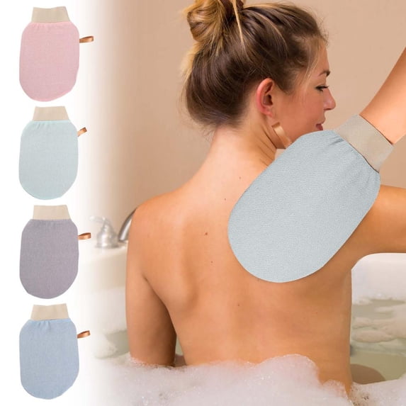 Outoloxit Exfoliating Bath Gloves Double-Sided Strong Scrub Mitt for Dead Skin Removal with Hanging Loop