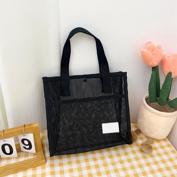 Outoloxit Extra Large Mesh Tote Bag for Beach and Outdoor Use, Breathable Shoulder Handbag with Toiletries Pocket, Summer Leisure Carryall