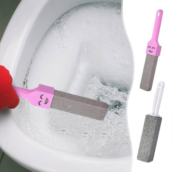 Outoloxit Extra Long Handle Pumice Toilet Cleaner Brush 2-Pack for Toilet Bowl Ring Removal, Hard Water & Limescale Stain Remover for Bathroom, Pool, Tile Grout