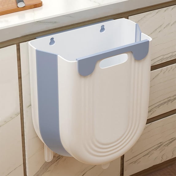 Outoloxit Foldable Wall Mounted Trash Can with No Drill Installation, Telescopic Design for Kitchen Bathroom Space Saving Storage Bin Easy Clean