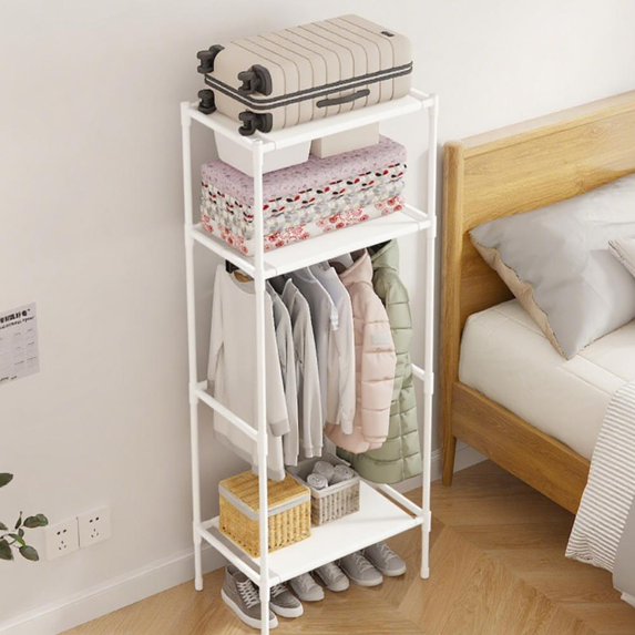 Outoloxit Freestanding Coat Rack Hall Tree with 2 Storage Shelves Corner Organizer for Entryway Bedroom Closet
