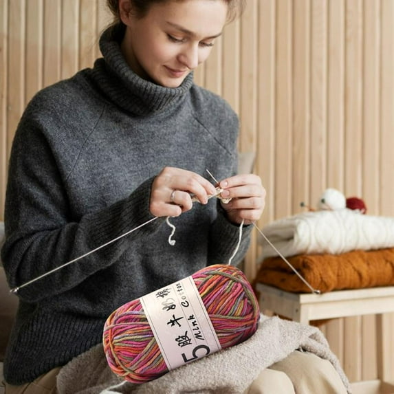 Outoloxit Gradient Milk Cotton Yarn for DIY Crochet and Knitting, Soft Hand-Woven Acrylic Blend, 50g Ball 325m Length, Ideal for Beginners and Baby Projects