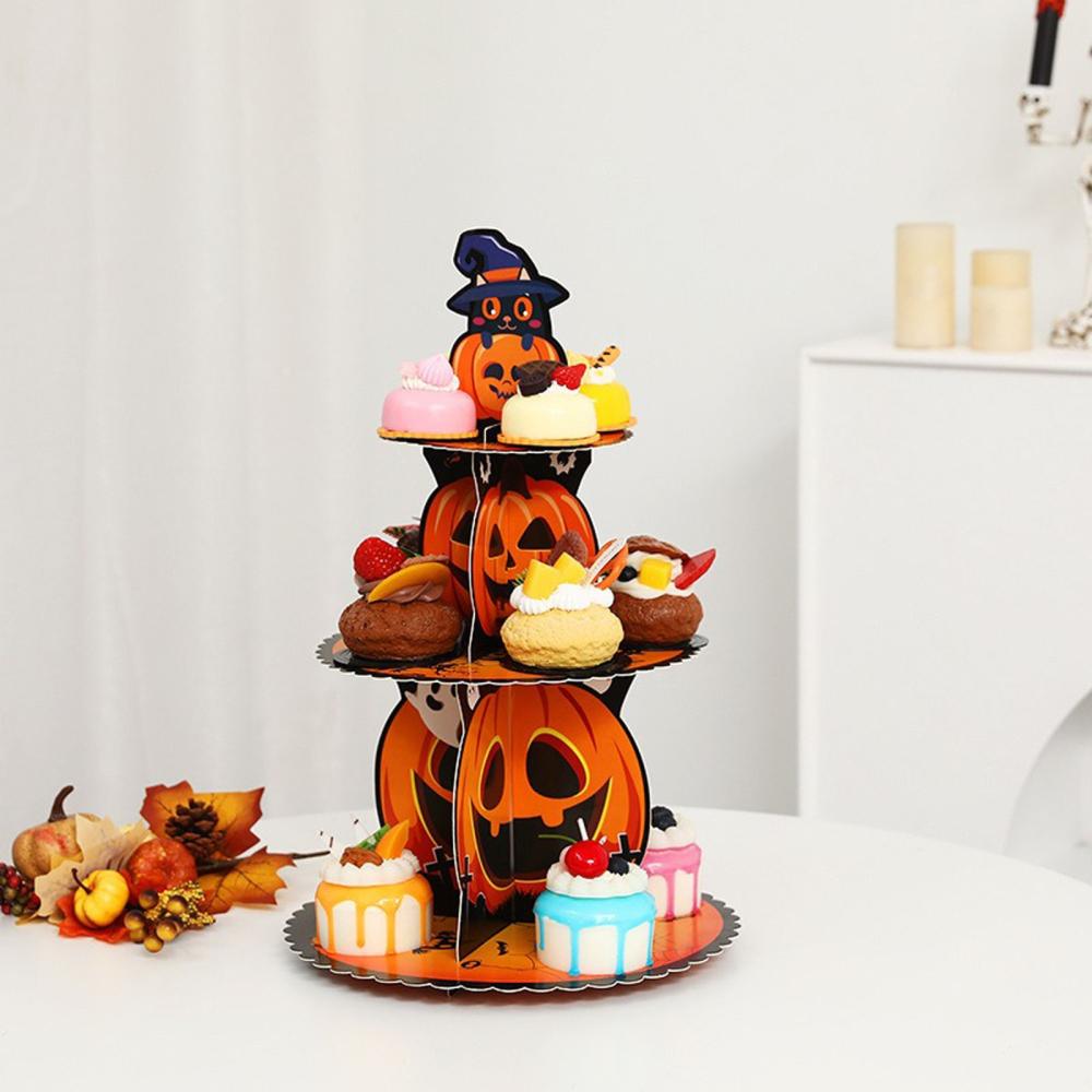 Outoloxit Halloween Pumpkin Cake Stand Decor, Multi-Tier Snack Tray ...
