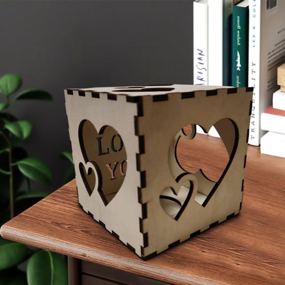 Outoloxit Heart Projection Candle Holder - Valentines Day Wooden Lantern DIY Romantic Dinner Decoration, Light-Up Heart Shadow for Home Decor, Anniversary or Wedding Gift for Her