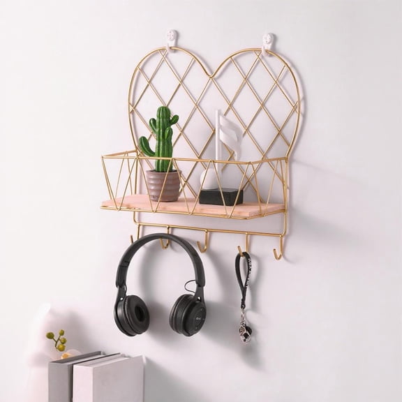 Outoloxit Heart Shaped Floating Shelves for Wall Decor, Modern Industrial Metal Storage Shelf, Romantic Gift for Bedroom, Living Room, Bathroom