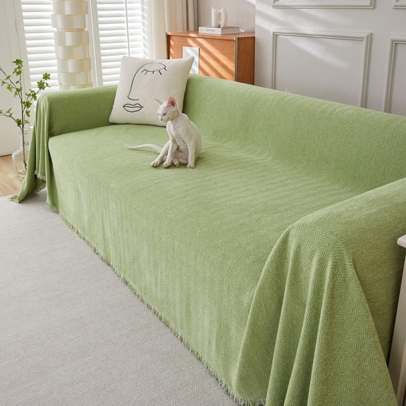 Outoloxit Herringbone Sofa Cover Skin-Friendly Fabric Machine Washable Universal for Couch Bed and Chair