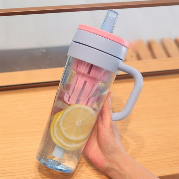 Outoloxit Large Capacity Iced Tea Tumbler with Straw, Detachable Tea Infuser, Leak-Proof Lid & Carry Handle for Cold Brew Coffee and Summer Drinks, BPA-Free Plastic Cup