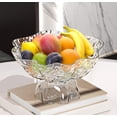 thumbnail image 1 of Outoloxit Large Fruit Tray with Removable Draining Base - Clear Plastic Serving Platter for Living Room Coffee Table, Party Snack, Candy and Vegetable Display, 1 of 5