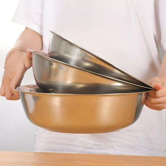 Outoloxit Large Mixing Bowl Stainless Steel 5 Qt for Kneading Dough with Flat Bottom Dishwasher Safe Kitchen Prep Bowl