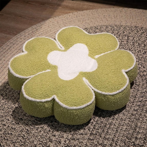 Outoloxit Lucky Four-Leaf Clover Velvet Seat Cushion, 16x16 Inch Floor and Chair Pad for Soft Support and Warm Comfort, Scandinavian Style Home Decor