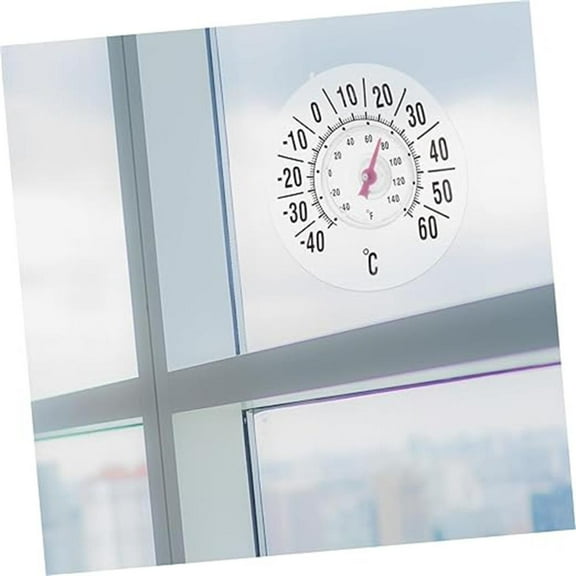 Outoloxit Mechanical Window Thermometer with Suction Cup, Easy Read Transparent Indoor Outdoor Thermometer for Home, Weather Resistant Adhesive-Free Installation
