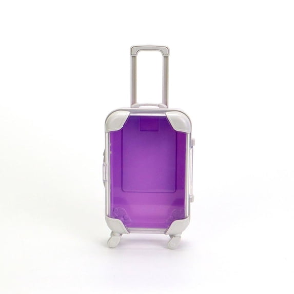 Outoloxit Mini Clear Suitcase with Smooth-Rolling Wheels and Pull Handle for Toy Travel Simulation and Home Storage Organization