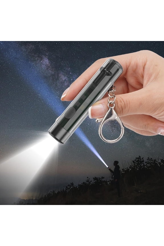 Mini Flashlight Keychain with Emergency Whistle, 7-Mode USB Rechargeable LED Work Light for Camping Hiking Outdoor Emergency