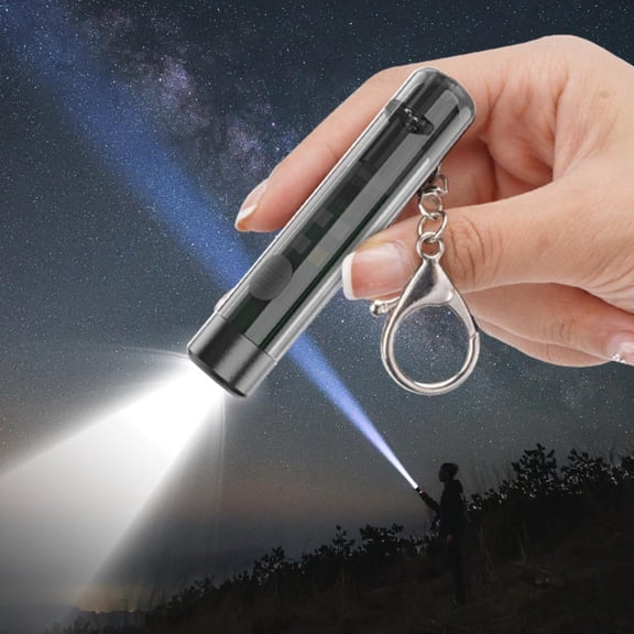 Outoloxit Mini Flashlight Keychain with Emergency Whistle, 7-Mode USB Rechargeable LED Work Light for Camping Hiking Outdoor Emergency