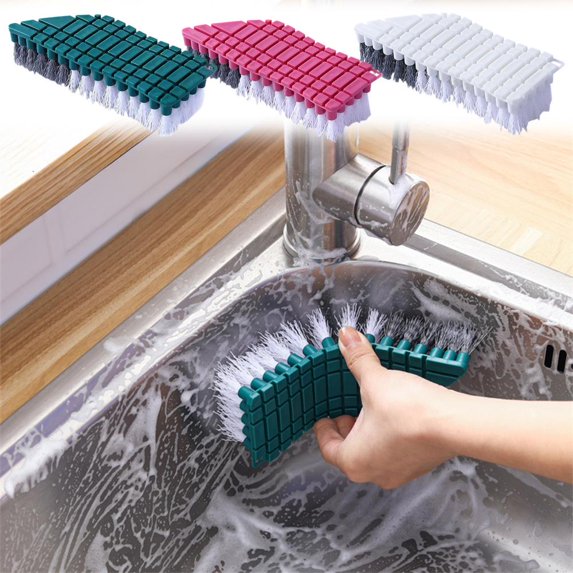 Outoloxit Multi-Purpose Corner and Crevice Cleaning Brush, Bendable Scrub Brush with Hard V-Shape Bristles for Sink, Bathroom Tile, Shower, Window Slots, 6.3 Inch with Hang Hole