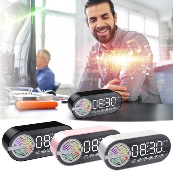 Outoloxit Multifunctional Bluetooth Alarm Clock Speaker with LED Display, Voice Control, Mini Portable for Bedroom, Outdoor and Travel