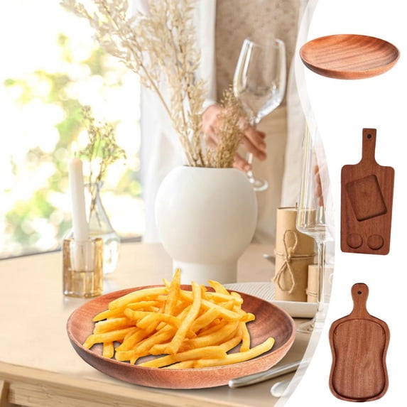 Outoloxit Natural Wood Multi-Purpose Serving Tray, Wooden Platter for Fruit, Snacks, Jewelry Display, Kitchen Decor, Durable and Easy to Clean