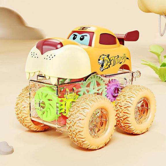 Outoloxit Off-Road Stunt Car with Rotating Gears - No Battery Required, Cool Lights, Interactive Mechanical Toy for Boys