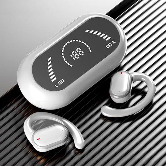 Outoloxit Open Ear Wireless Bluetooth Earphones with Digital Display, BT 5.3, Directional Sound, 80H Playtime for Sports and Outdoor Use