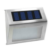 Outoloxit Outdoor Wall Lights, Stair Step Lights, Stainless Steel Solar Lights, Garden Wall Lights, Warm White Lights, Automatic Open and Close Decorative Lights, Silver