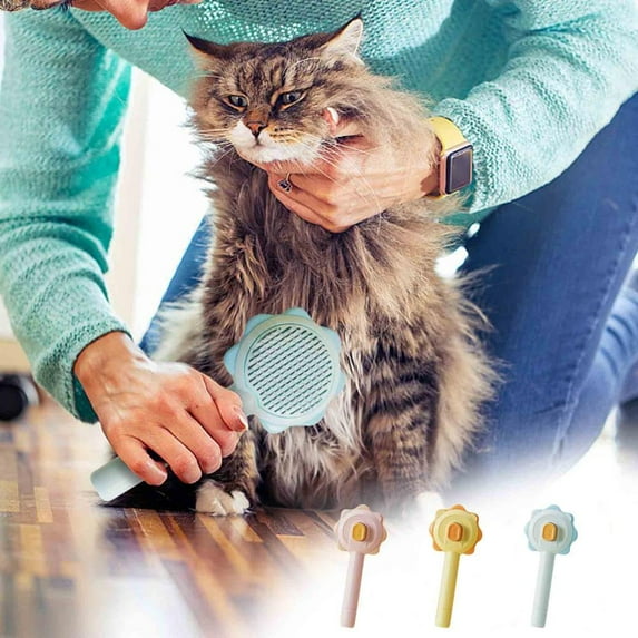 Outoloxit Pet Hair Remover Brush with One-Click Self Cleaning, Stainless Steel Massage Deshedder for Dogs and Cats