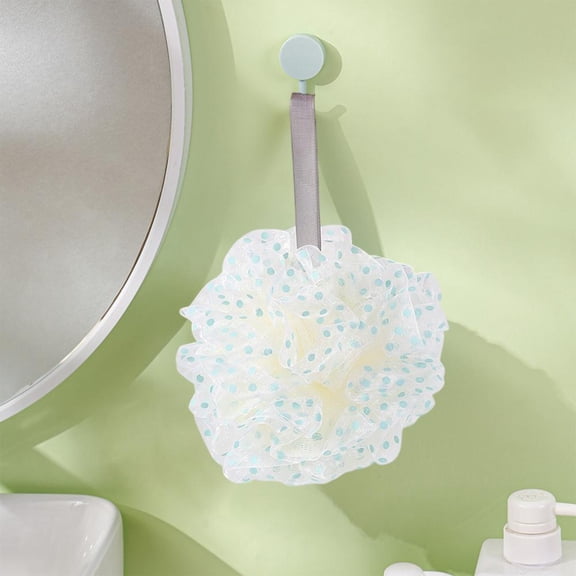 Outoloxit Polka Dots Hanging Bath Sponge for Soft Skin and Rich Lather, Ideal Holiday Gift with Easy Dry Loop