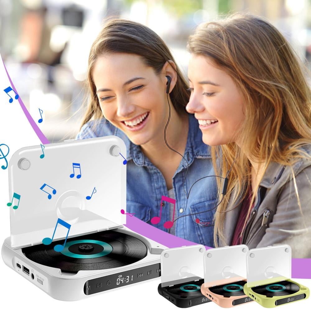 Outoloxit Portable Bluetooth CD Player with Shock Protection, LCD Display, 7-Hour Rechargeable Battery for Prenatal Education, English Learning & Music Playback