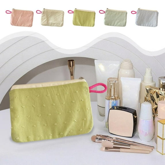 Outoloxit Portable Knitted Makeup Bag with Striped Color-Block Design - Multi-Functional Pouch for Cosmetics, Leak-Proof and Lightweight for Travel Organizer