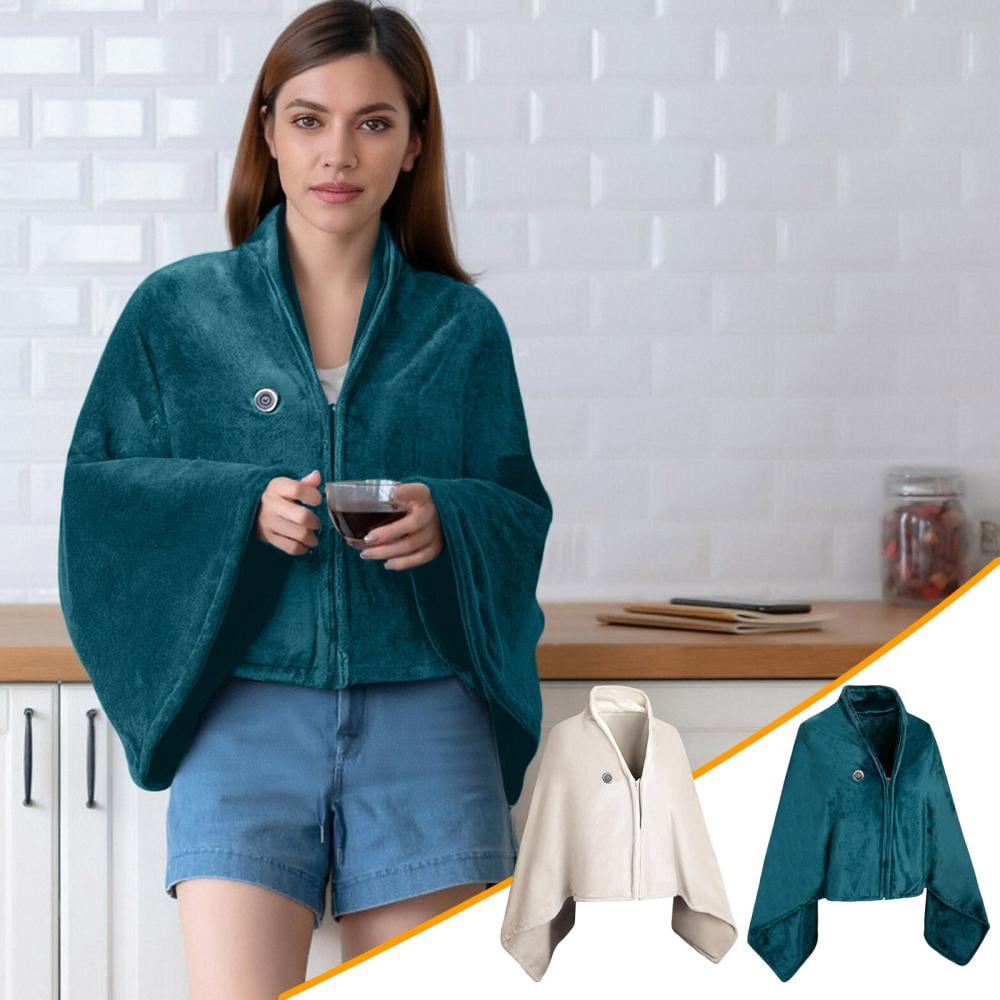 Outoloxit Portable USB Heated Blanket Shawl with Fast 15-Second Heat, 9 Heating Zones, Adjustable Temperature, Machine Washable for Car, Camping, Office and Home Use