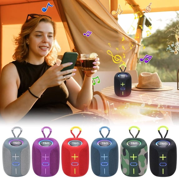 Outoloxit Portable Wireless Bluetooth Handheld Speaker with Colorful LED Lights, TF Card AUX USB Connectivity, High Bass Stereo Sound for Outdoor Parties Camping and Hiking