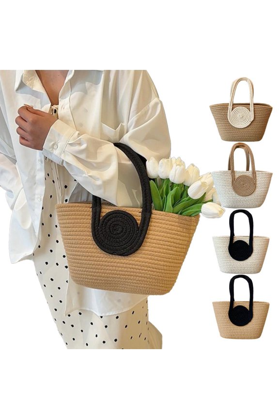 Rope Woven Large Capacity Tote Bag - Versatile Shoulder Bag for Daily Casual and Beach Use