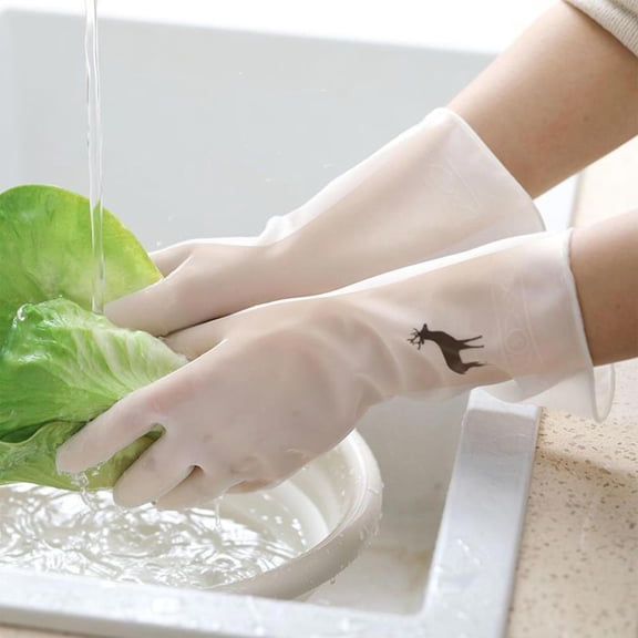 Outoloxit Rubber Latex Waterproof Gloves for Dishwashing, Household Cleaning and Gardening, Long Cuff Design, Medium Size, Flexible and Tear Resistant