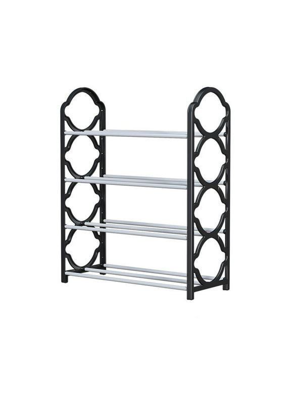 Outoloxit Shoe Rack, Shoe Rack Storage Organizer with 4 Tiers Metal Shelves for Bedroom, Closet, Entry, Dorm Room, Black