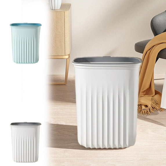 Outoloxit Slim Space-Saving Lidless Trash Can with Press Ring for Easy Use in Kitchen, Bathroom, Bedroom, and Office, 12x10.4x9.9 Inch Plastic Garbage Bin