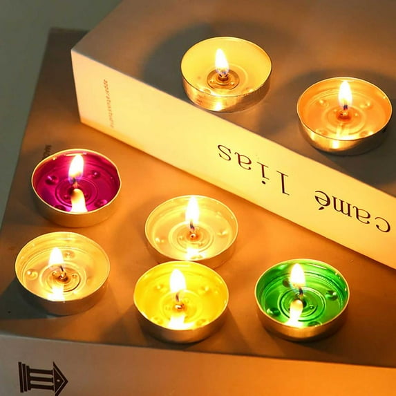 Outoloxit Small Paraffin Tea Light Candles Romantic Coffee Scented for Wedding Home Decor Gift Set of 10