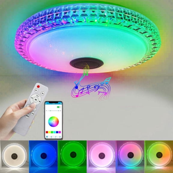 Outoloxit Smart Dimmable LED Ceiling Light with App Control, Bluetooth Speaker and Remote Control, Color Changing for Bedroom, Kids Room and Living Room